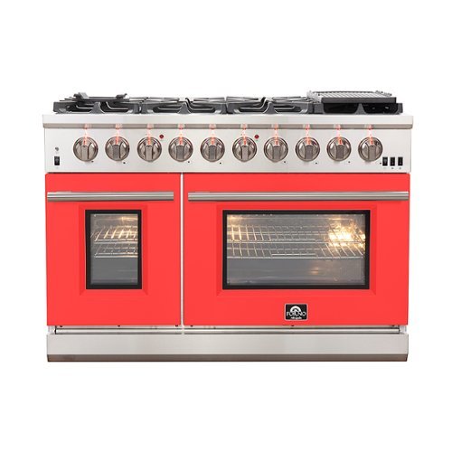 Forno Appliances - Capriasca 6.58 Cu. Ft. Freestanding Gas Range with Convection Ovens - Red Door - Red