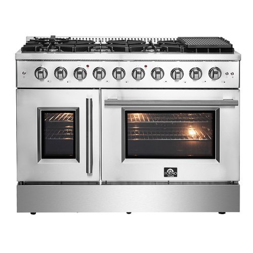 Forno Appliances - Galiano 6.58 Cu. Ft. Freestanding Double Oven Gas Range with Left Swing Door - Silver