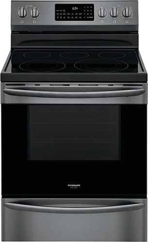 Frigidaire - Gallery 5.7 Cu. Ft. Freestanding Electric Air Fry Range with Self and Steam Clean - Black Stainless Steel