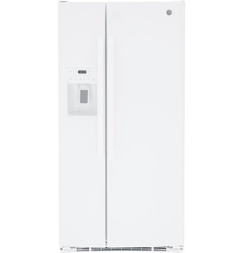 GE - 23.0 Cu. Ft. Side-by-Side Refrigerator with External Ice & Water Dispenser - High Gloss White