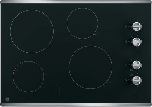 GE - 30" Built-In Electric Cooktop - Stainless Steel on Black