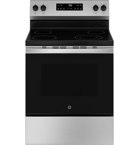 GE - 5.3 Cu. Ft. Freestanding Electric Range with Steam Cleaning and 4 Burner Radiant Cooktop - Stainless Steel