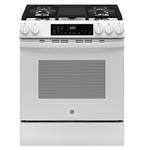GE - 5.3 Cu. Ft. Slide-In Gas Convection Range with Steam Cleaning and EasyWash Tray - White