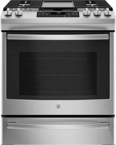 GE - 5.6 Cu. Ft. Slide-In Gas Convection Range - Stainless Steel