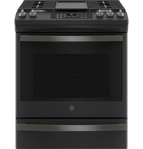 GE - 5.6 Cu. Ft. Slide-In Gas Convection Range with Self-Steam Cleaning, Built-In Wi-Fi, and No-Preheat Air Fry - Black Slate