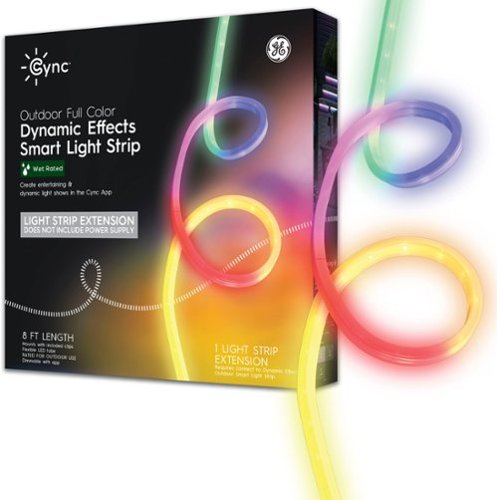 GE - CYNC 8 foot Outdoor Bluetooth/Wi-Fi Color Changing Smart LED Light Strip Extension (Power Supply Sold Separately) - Full Color