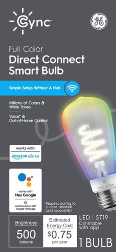GE - CYNC ST19 Edison Style Bluetooth / Wi-Fi Enabled Smart LED Light Bulb (1 Pack) - Full Color