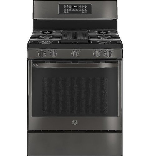 GE Profile - 5.3 Cu. Ft. Freestanding Smart Gas True Convection Range with Hot Air Fry - Black Stainless Steel
