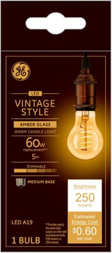 GE - Vintage 250-Lumen, 5W Dimmable A19 LED Light Bulb, 60W Equivalent - Amber