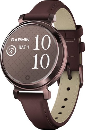 Garmin - Lily 2 Classic Smartwatch 34 mm Anodized Aluminum - Dark Bronze with Mulberry Leather Band