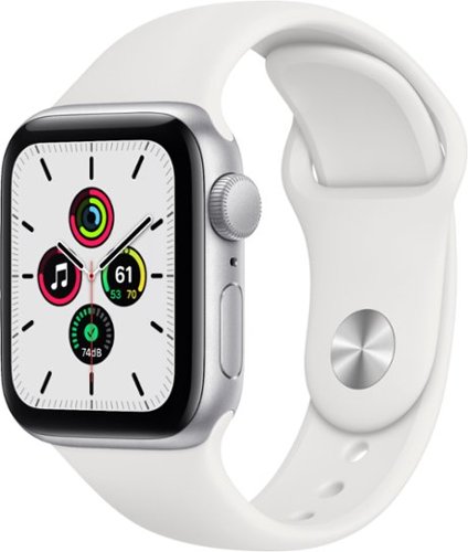 Geek Squad Certified Refurbished Apple Watch SE (1st Generation, GPS) 40mm Aluminum Case with White Sport Band - Silver