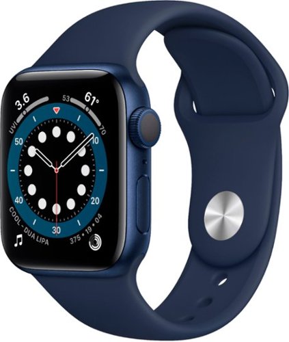 Geek Squad Certified Refurbished Apple Watch Series 6 (GPS) 40mm Aluminum Case with Deep Navy Sport Band - Blue