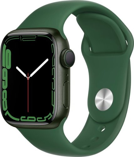 Geek Squad Certified Refurbished Apple Watch Series 7 (GPS) 41mm Green Aluminum Case with Clover Sport Band - Green