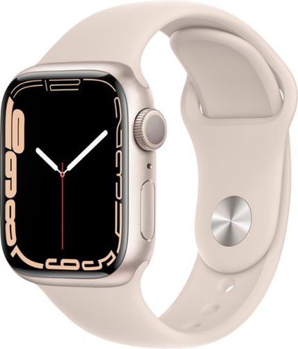 Geek Squad Certified Refurbished Apple Watch Series 7 (GPS) 41mm Starlight Aluminum Case with Starlight Sport Band - Starlight