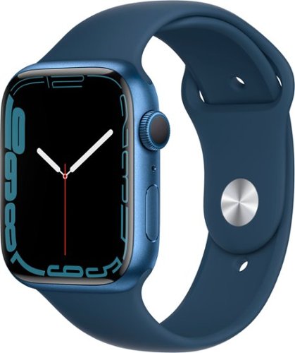 Geek Squad Certified Refurbished Apple Watch Series 7 (GPS) 45mm Aluminum Case with Abyss Blue Sport Band - Blue