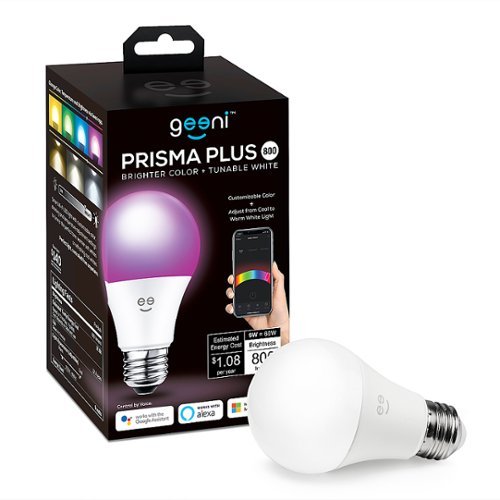 Geeni - PRISMA PLUS 800 Wi-Fi Smart LED Light Bulb - Color and Tunable White