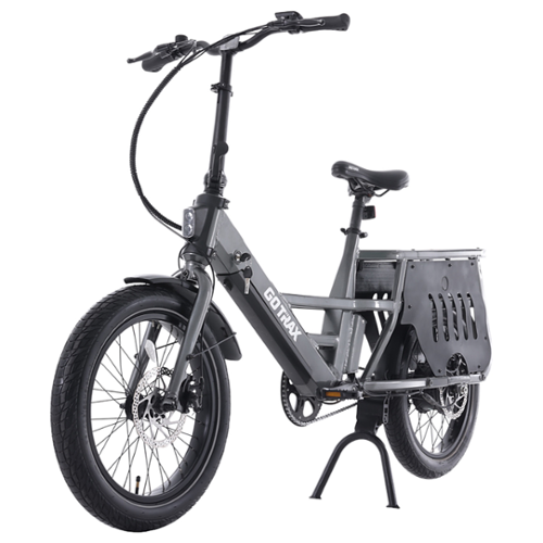 GoTrax - Porter Cargo eBike for Adults w/ 45mi Max Operating Range and 20mph Max Speed - Gray