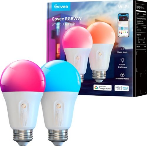 Govee - Wi-Fi 1200LM RGBWW LED Bulb (2-Pack) - RGB