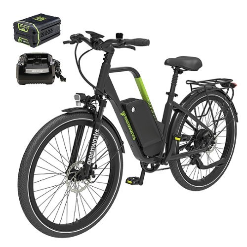Greenworks - 80V 27.5" Venture Series Commuter EBike w/ 22mi. Max Op. Range & 22mph Max Speed w/ 4.0Ah Battery & Charger - Black