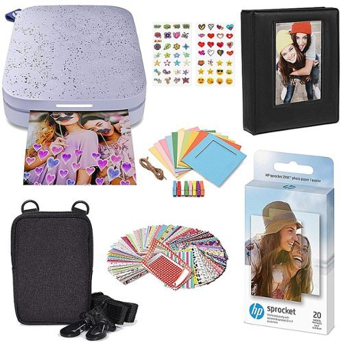 HP - Sprocket Portable Photo Printer Gift Bundle with 2"x3" Zink Photo Paper, Deluxe Case, Album & More! - Purple