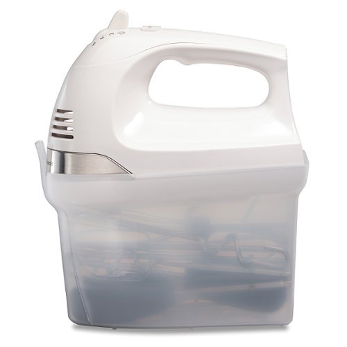 Hamilton Beach - 6 Speed Hand Mixer with Easy Clean Beaters and Snap-On Case - WHITE