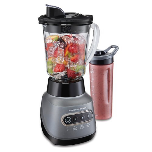 Hamilton Beach - Wave Crusher Blender with 40 oz. Glass Blender Jar and 20 Oz. Travel Jar - Black