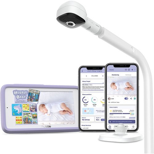 Hubble Connected - SkyVision Pro AI-Enhanced HD Smart Camera Baby Monitor, Travel-Friendly Parent Unit, Crib Mount, and Covered Face Alert - White