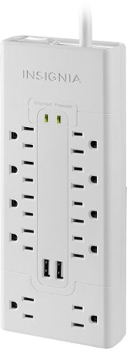 Insignia™ - 10 Outlet/2 USB 2700 Joules Surge Protector - White