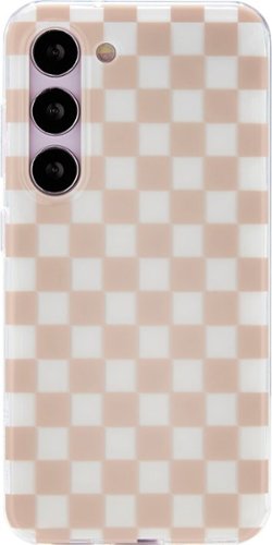 Insignia™ - Hard-Shell Case for Samsung Galaxy S23 - Tan/White Checkers