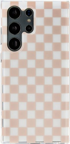 Insignia™ - Hard-Shell Case for Samsung Galaxy S23 Ultra - Tan/White Checkers