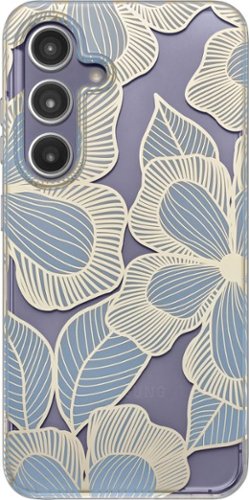 Insignia™ - Hard-Shell Case for Samsung Galaxy S24 - Blue Flower (Clear)