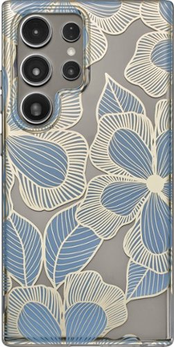 Insignia™ - Hard-Shell Case for Samsung Galaxy S24 Ultra - Blue Flower (Clear)