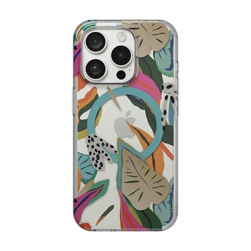 Insignia™ - Hard-Shell Case with MagSafe for iPhone 15 Pro Max - Tropical Leaves Pattern