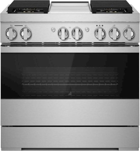 JennAir - NOIR 5.1 Cu. Ft. Freestanding Dual Fuel True Convection Range with Self-Cleaning and Griddle and Steam Assist - Stainless Steel