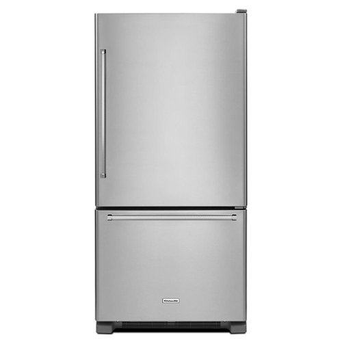 KitchenAid - 19 Cu. Ft. Bottom-Freezer Refrigerator with Produce Preserver - Stainless Steel