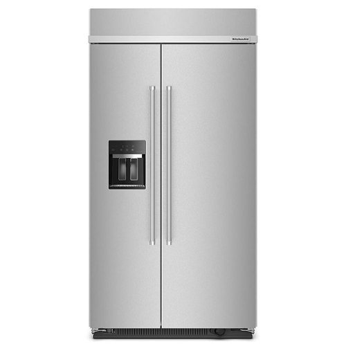 KitchenAid - 25.1 Cu. Ft. Side-by-Side Built-In Refrigerator with External Water and Ice Dispenser - Stainless Steel