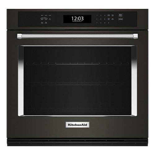 KitchenAid - 30" Built-In Single Electric Convection Wall Oven with Air Fry Mode - Black Stainless Steel