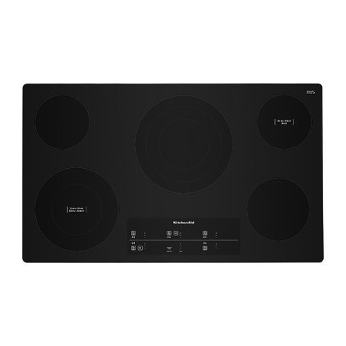 KitchenAid - 36" Built-In Electric Cooktop with 5 Burners and 10''/6'' Even-Heat Ultra Power Element with Simmer Setting - Black