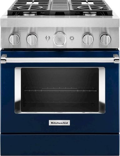 KitchenAid - 4.1 Cu. Ft. Freestanding Dual Fuel True Convection Range with Self-Cleaning - Ink Blue