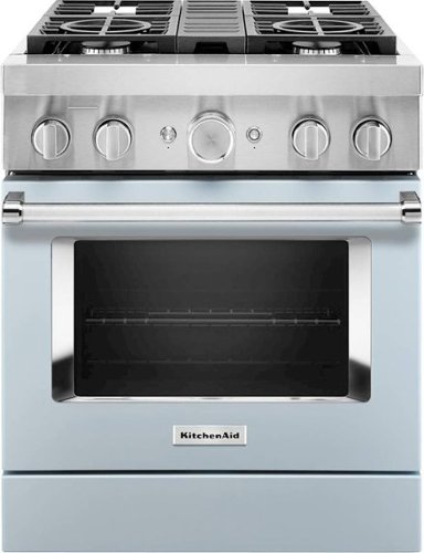 KitchenAid - 4.1 Cu. Ft. Freestanding Dual-Fuel True Convection Range with Self-Cleaning - Misty Blue
