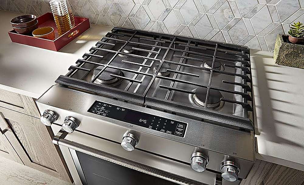 KitchenAid - 7.1 Cu. Ft. Self-Cleaning Slide-In Dual Fuel Convection Range - Stainless Steel