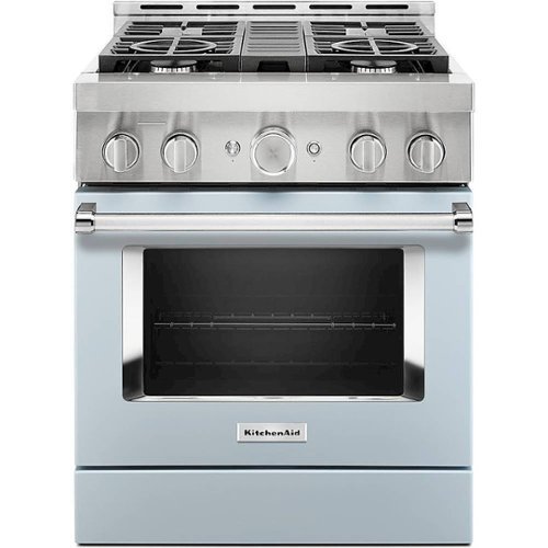KitchenAid - Commercial-Style 4.1 Cu. Ft. Slide-In Gas True Convection Range with Self-Cleaning - Misty Blue