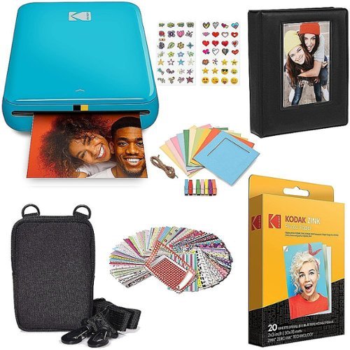 Kodak - Step Instant Photo Printer with 2" x 3" Zink Photo Paper, Deluxe Case, Album & More! - Blue