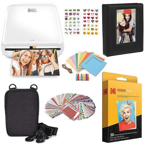 Kodak - Step Instant Photo Printer with 2" x 3" Zink Photo Paper, Deluxe Case, Album & More! - White