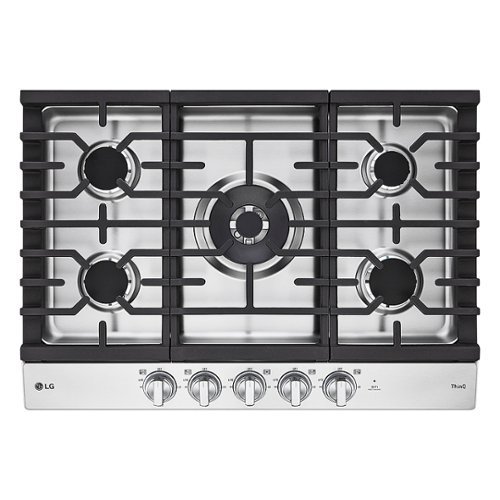 LG - 30" Built-In Smart Gas Cooktop with 5 Burners and EasyClean - Stainless Steel