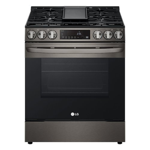 LG - 5.8 Cu. Ft. Smart Slide-In Gas True Convection Range with EasyClean and Air Fry - Black Stainless Steel