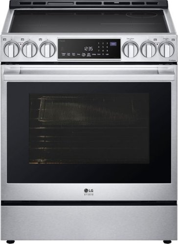 LG - STUDIO 6.3 Cu. Ft. Freestanding Electric Induction True Convection Range with EasyClean, InstaView and Air Fry - Stainless Steel