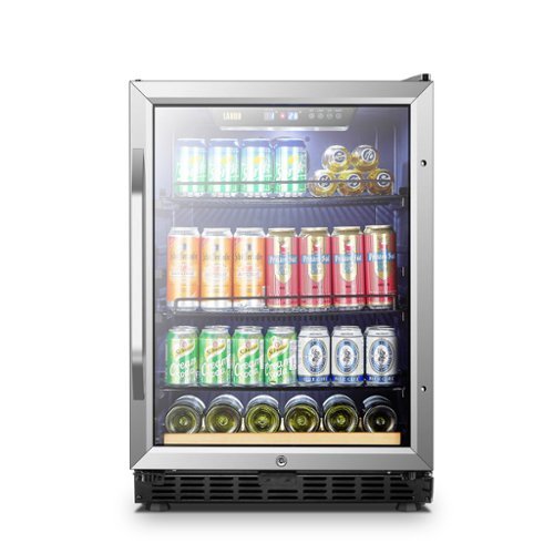 Lanbo - 110 Can 6 Bottle Beverage Refrigerator with Precision Temperature Controls and LED Interior Light - Black