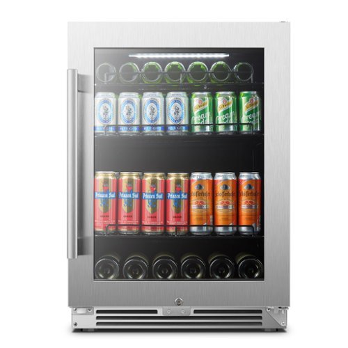 LanboPro - 24 in. 112 Can 6 Bottle Storage Capacity Beverage Refrigerator with Ultra-Quiet Compressor and Digital Thermostat - Black