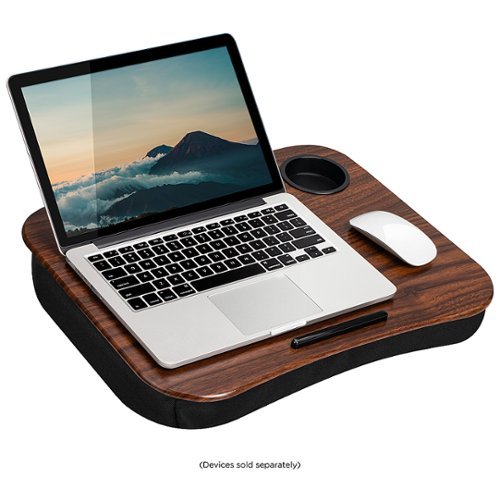 LapGear - Cup Holder Lap Desk for 14" Laptop - Espresso Woodgrain